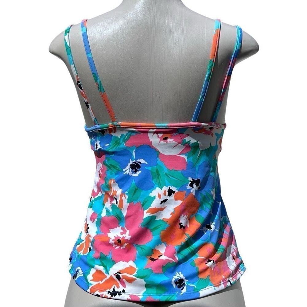 Vtg Miraclesuit Swim Tankini Top Size 8 Multicolor Pastel Floral Double Strap - Picture 6 of 15